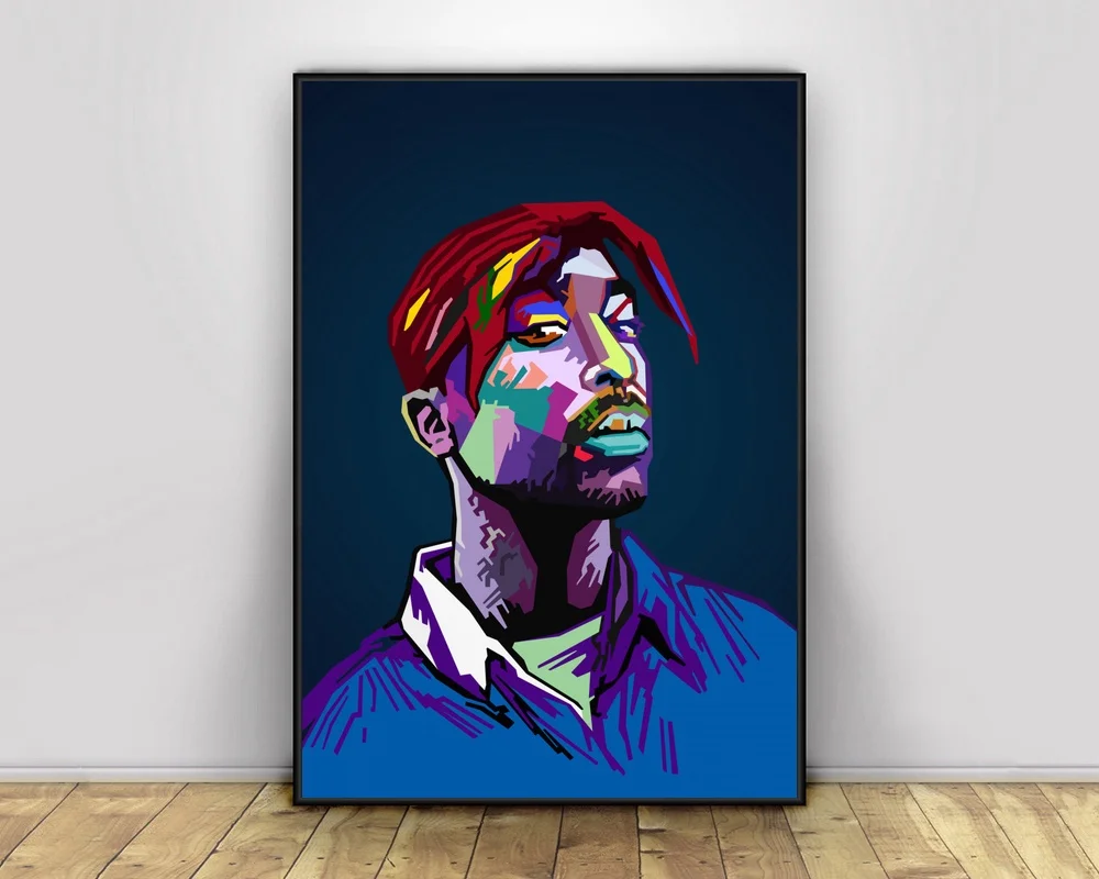 Постер Tupac Shakur 2PAC в стиле поп арт хип хоп музыкальный певец постер печать на стене
