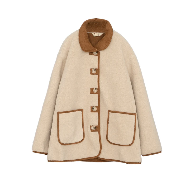 Женское пальто с воротником-стойкой и карманами в стиле ретро | Женская одежда