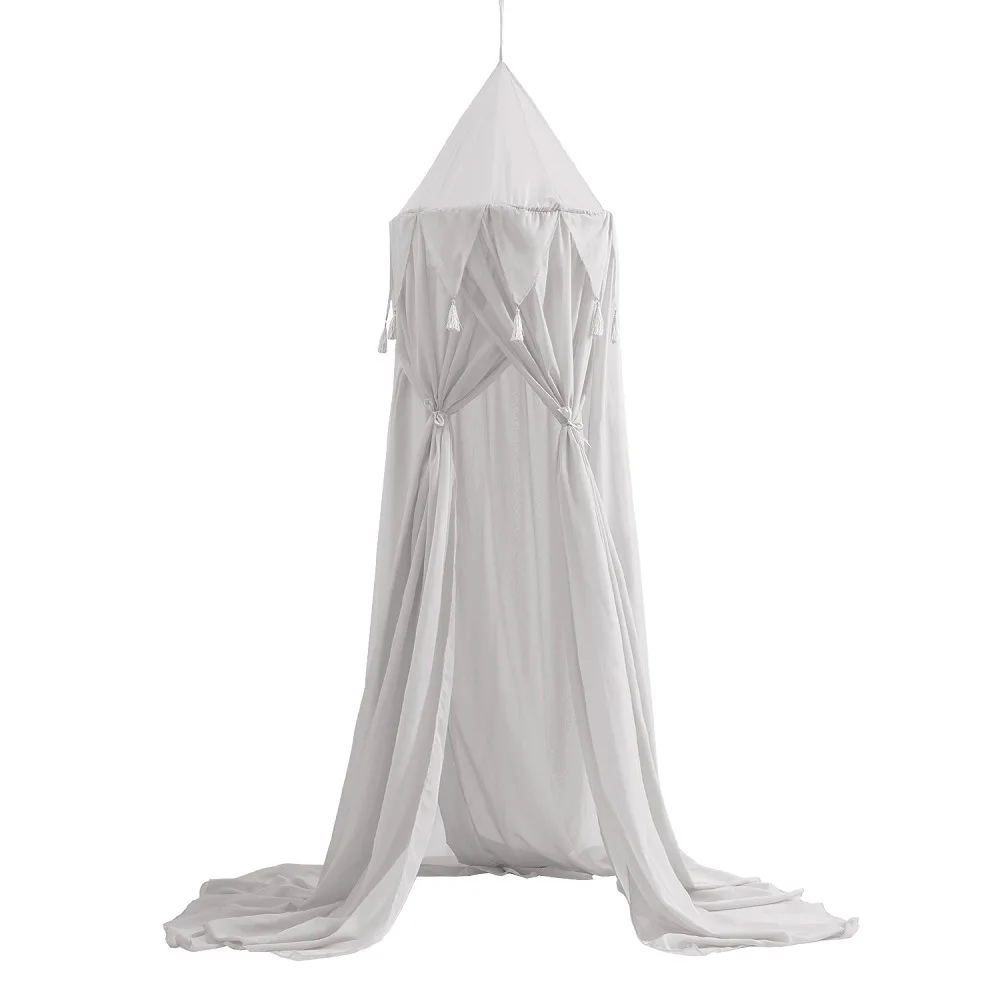 

Chiffon four open tasser bed children's mosquito net triangular flag lace tent princess room 2021 mosquito net