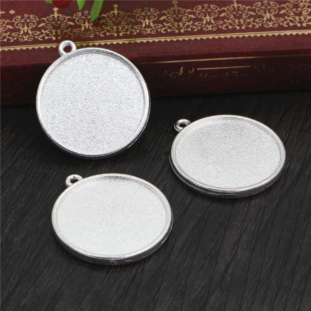 10 шт 25 мм Внутренний размер Античная Посеребренная бронзовая двойная сторона