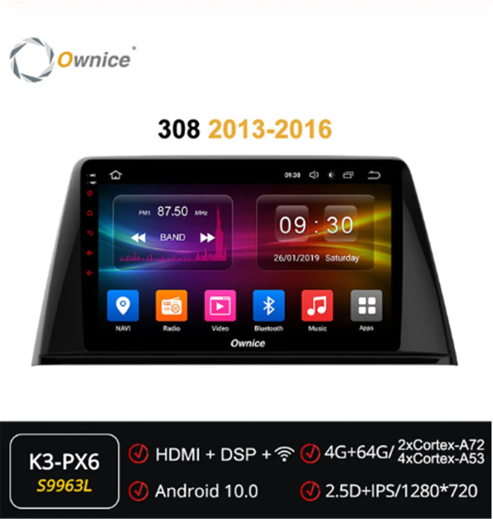 Ownice Android10.0 Octa 8Core Автомобильный DVD Радио планшет GPS плеер головное устройство