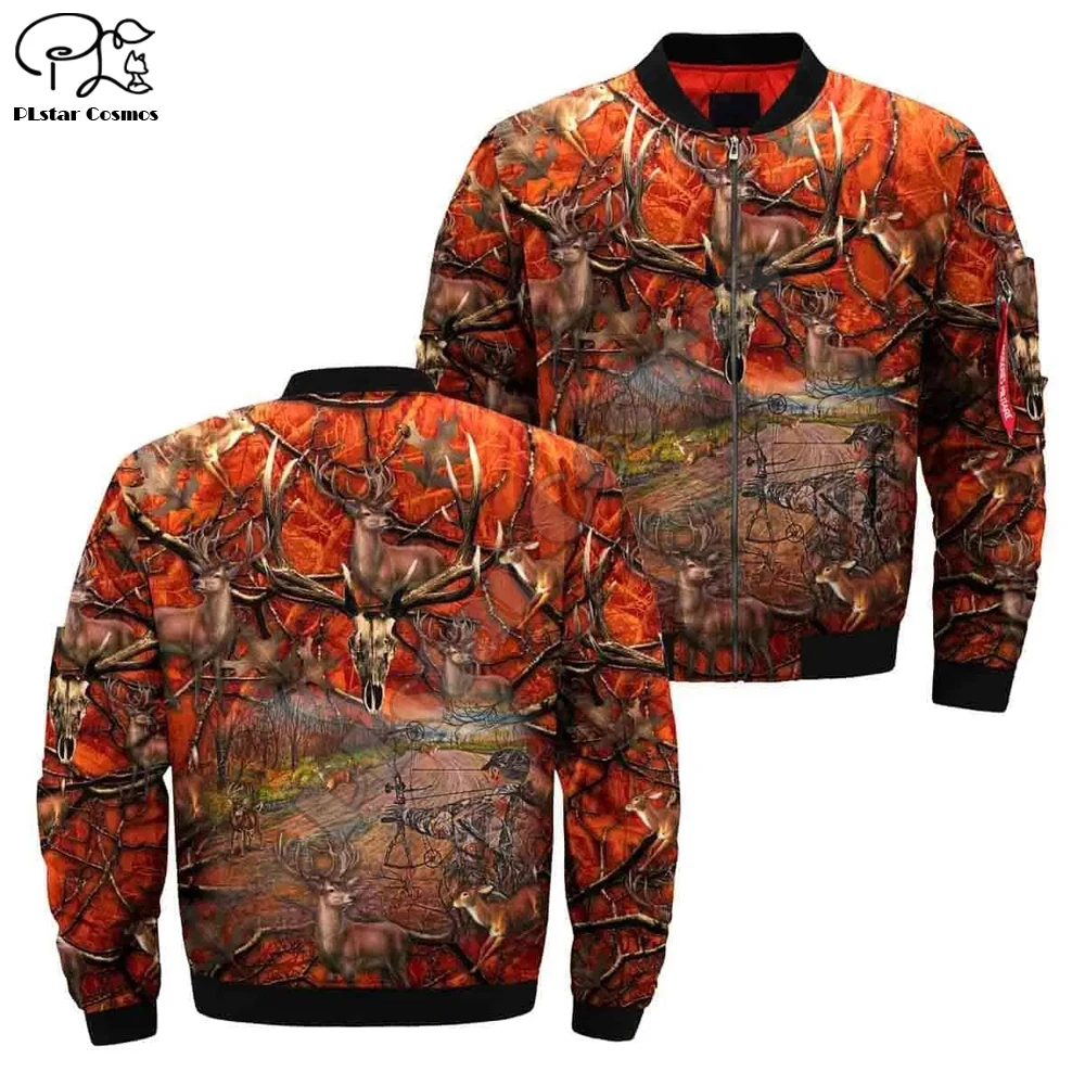 Новейшая модель Курточка бомбер 3D Лесной олень зима толстые куртки с застёжкой