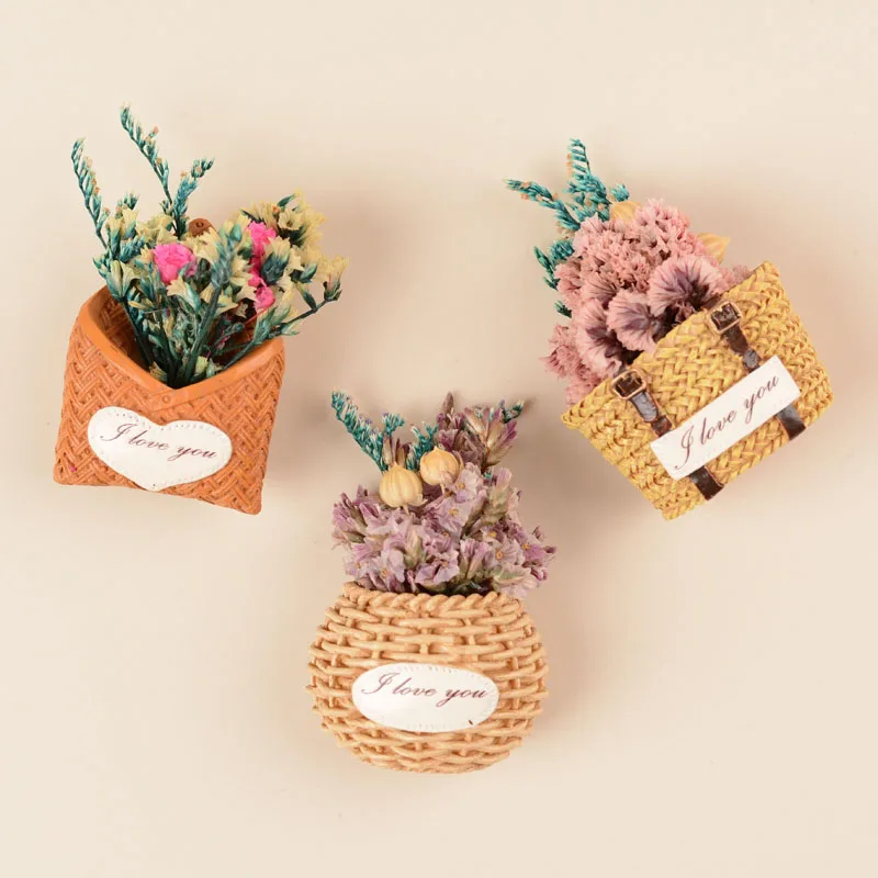 

Fridge Magnets Frigo магниты на холодильник French Retro Decoration Stereo Simulation Flower Basket Cute Creative News Arrival