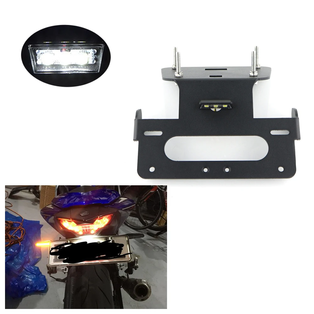 License Plate with LED Light Fit For Yamaha YZF-R25 2014-2021 YZF-R3 MT-25 MT-03 2015-2021 Fender Eliminator Kit Rear Tail Tidy |