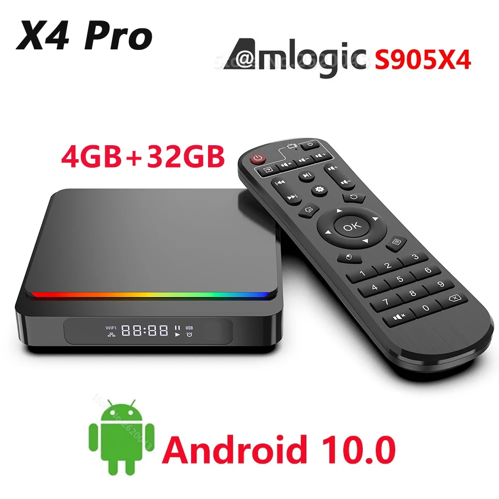 

SZBOX 2021 X4 PRO Amlogic S905X4 Android 10.0 TV BOX 4GB RAM 32GB ROM 2.4G 5.8G Wifi Youtube 4K HD Set Top Box PK A95X F4