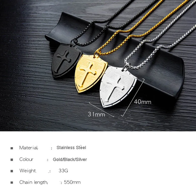 Мужское ожерелье с подвеской крестом из нержавеющей стали|Ожерелья подвеской| |