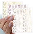 3D наклейки для ногтей розовое золото во французском стиле полосатые линии геометрические тематические слайдеры украшение для ногтей Переводные переводки для маникюра