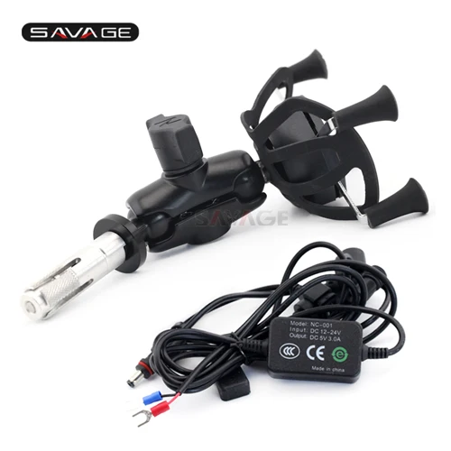 Держатель телефона для SUZUKI GSXR 600/750 GSXR600 GSXR750 06-19, GSX-R 1000 03-04/09-19 мотоцикл gps навигация кронштейн USB зарядное устройство - Цвет: Holder and USB