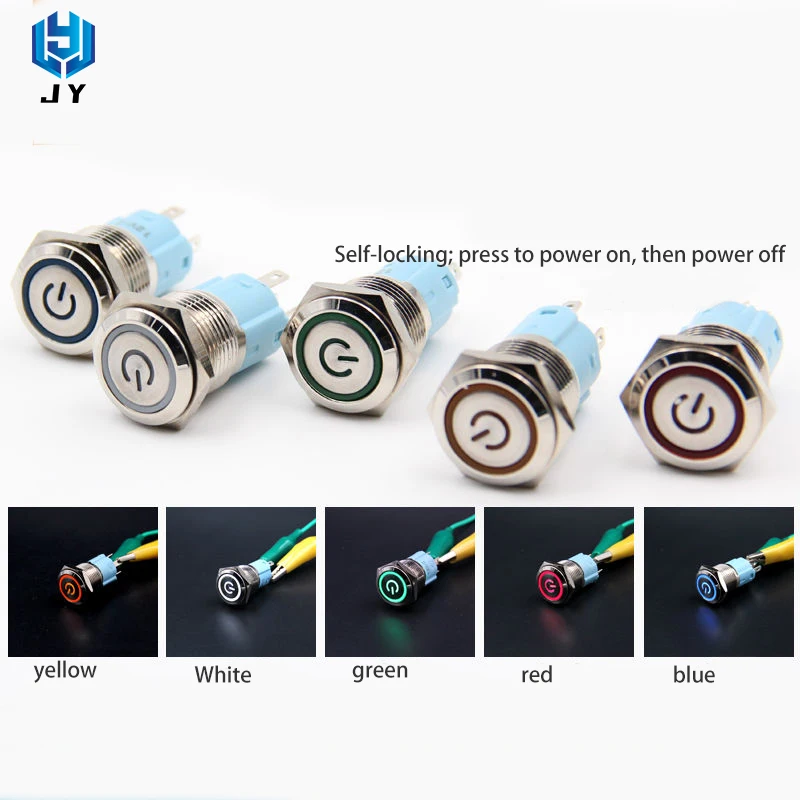 16 мм металлический кнопочный переключатель источник питания круговой с символом