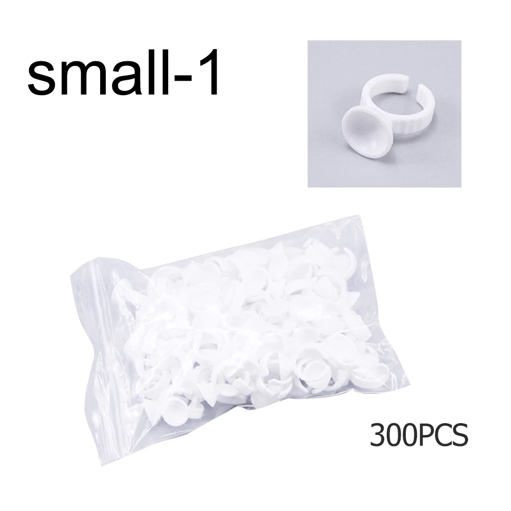 small1 300 шт. клей для наращивания ресниц инструменты пластиковые одноразовые коричневые татуировки клей пигментный краситель кольцо с палитрой - Цвет: small1