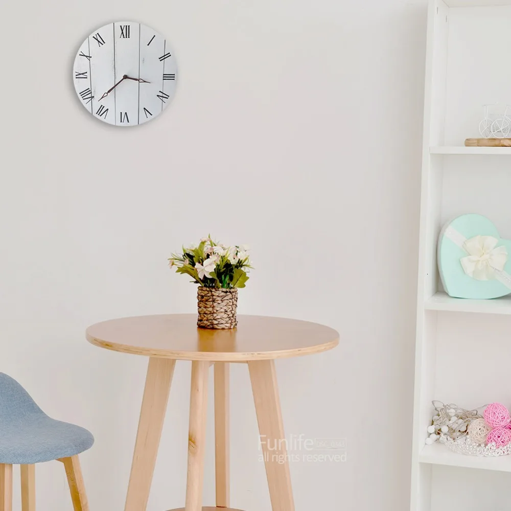 Современные короткие настенные часы DIY Короткие классические деревянные акриловые часы Современные европейские деревянные зернистые стильные круглые бесшумные часы для гостиной спальни