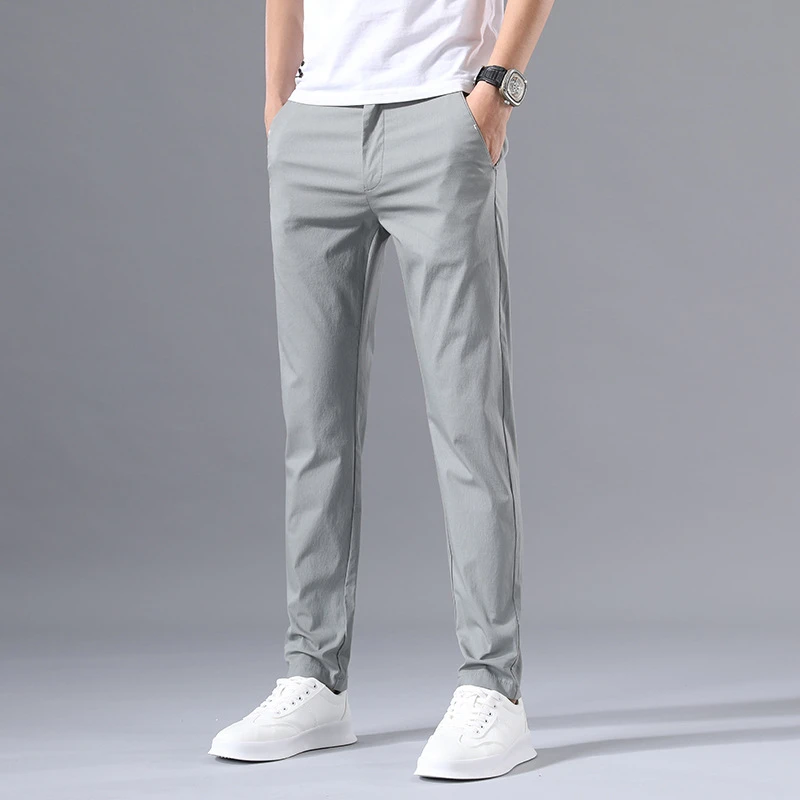 DIMI Mens Summer Trousers Stretch Pant Clothing Male Pantalon Smart Casual Pants Men Classic Cotton Straight Business Formal