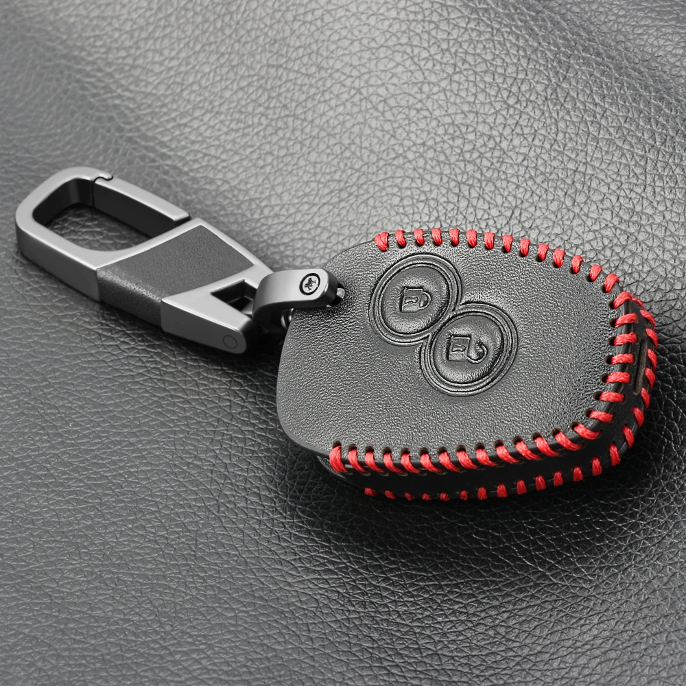 Genuine Leather Car Key Cover Case 2 Buttons for Renault Clio Scenic Megane Duster Sandero Captur Twingo Modus Remote | Автомобили и