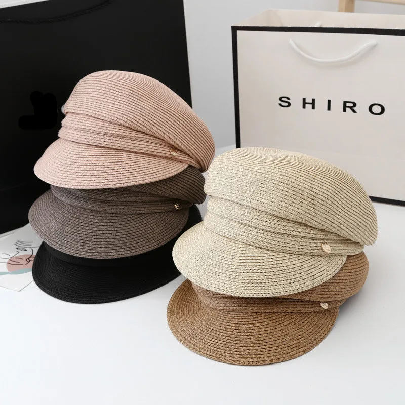 

202103-lulu new japan design summer fine paper fold brim newsboy cap leisure lady Octagonal hat men women visors cap