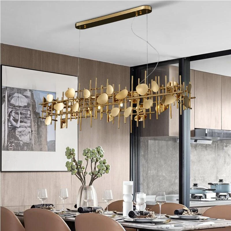 

New chandelier contracted geometry long restaurant lighting modern island hotel luxury lamps