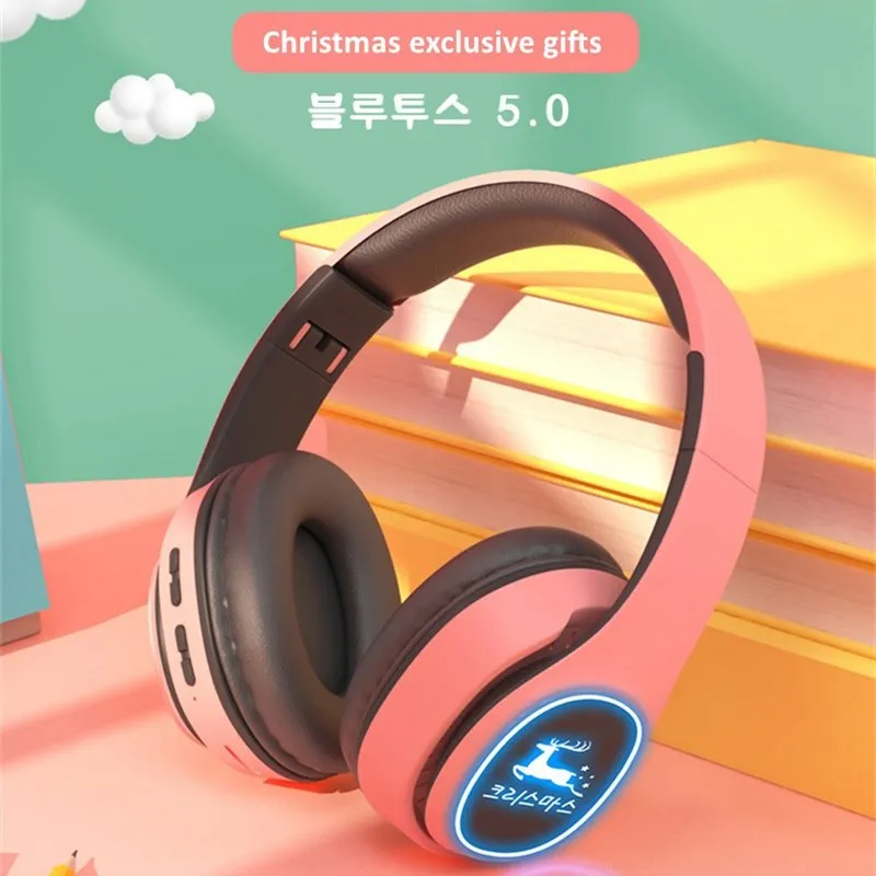 HIFI стерео наушники Bluetooth музыка LED гарнитура и поддержка sd-карты с микрофоном для