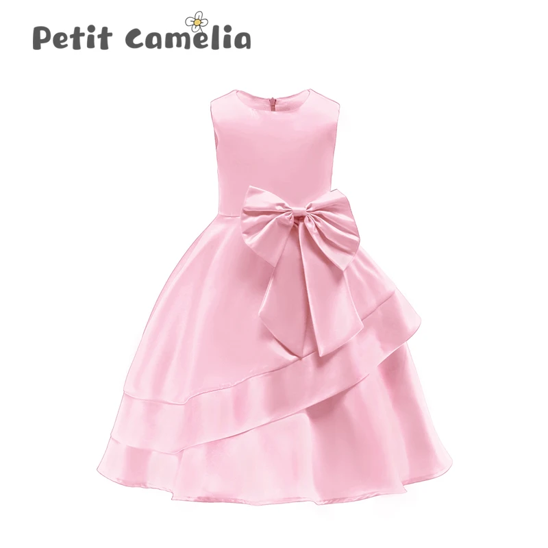 Летнее платье для маленьких девочек Повседневное принцессы с бантом и поясом без