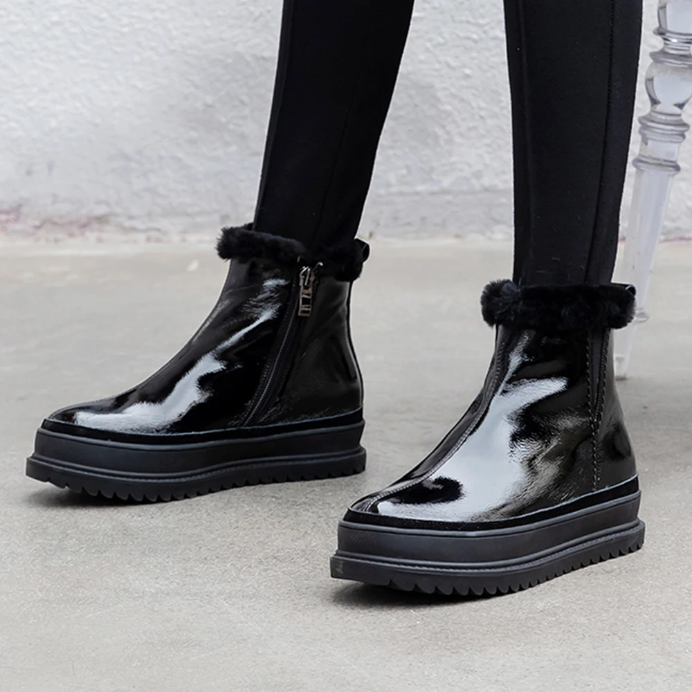 VAIR MUDO Winter Warm Ankle Boots Shoes Women Snow Boots Genuine Leather Lining Short Plush Women Boot For Winter Shoes DX77