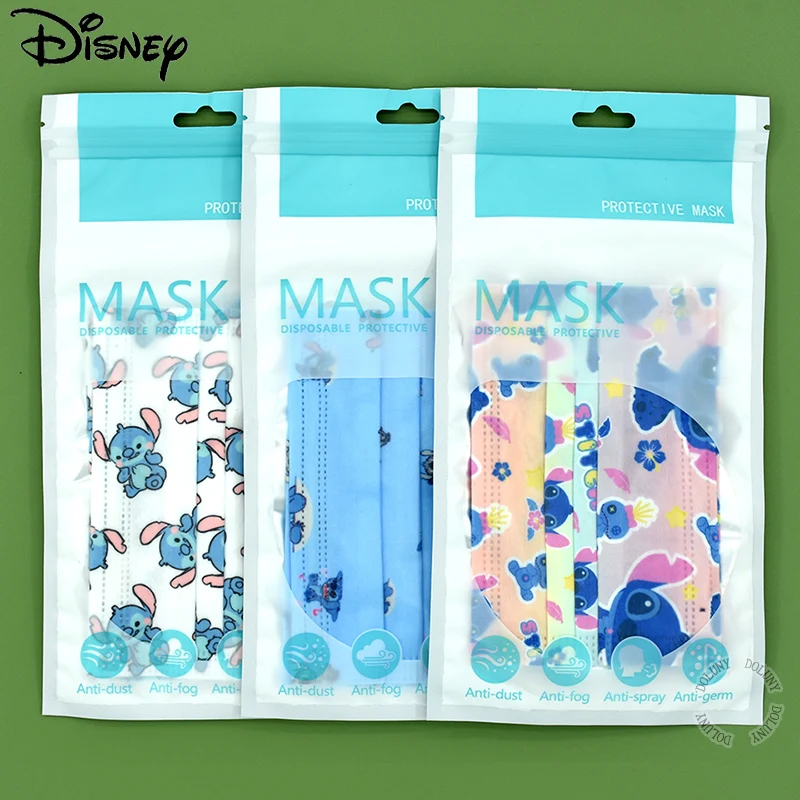 

Disney Stitch Disposable Children Adult Mask Cartoon Anime Dust Filter Mask Unisex 3-Layer Cottony Face Cover Boy Girl Men Women