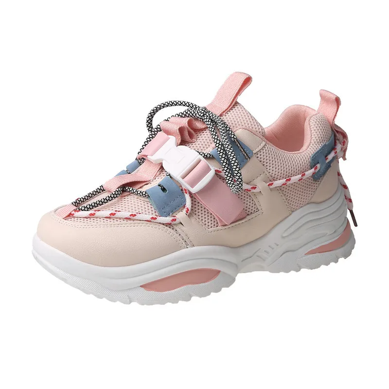 

2021 Spring Large Size Women's Shoes Mesh Breathable Ladies Fashion Walking Sneakers Flat Bottom Lace-up Shoes