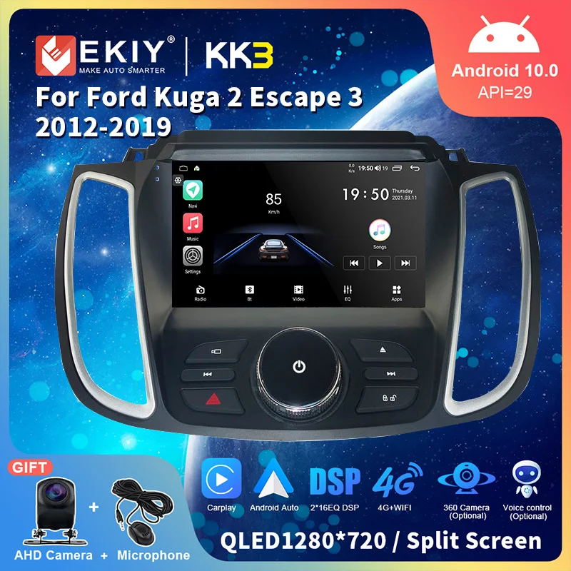 

EKIY Multimedia Video Player Android 10.0 For Ford Kuga 2 Escape 3 2012-2019 Car Radio GPS Navigation Stereo Carplay Head Unit