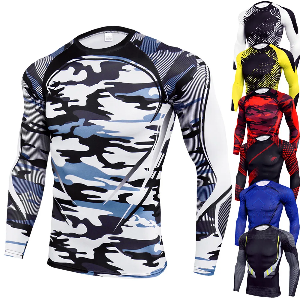 

Men Long Sleeve T-Shirt Running Gym Clothing Compressed Sportwear Fitness Tights Sport T Shirt Men Rashguard Dry Fit T Shirt Man