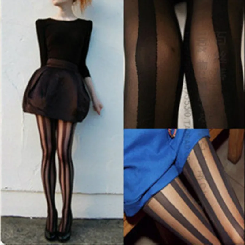 Прозрачные колготки * Популярные полосатые сексуальные модные