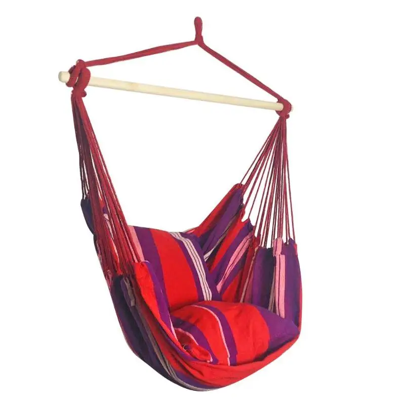 

Garden Hanging Chair Swing Lazy Chair Canvas Hammocks Outdoor Travel Hiking Camping Hammock with Pillow Outdoor Swing Chair
