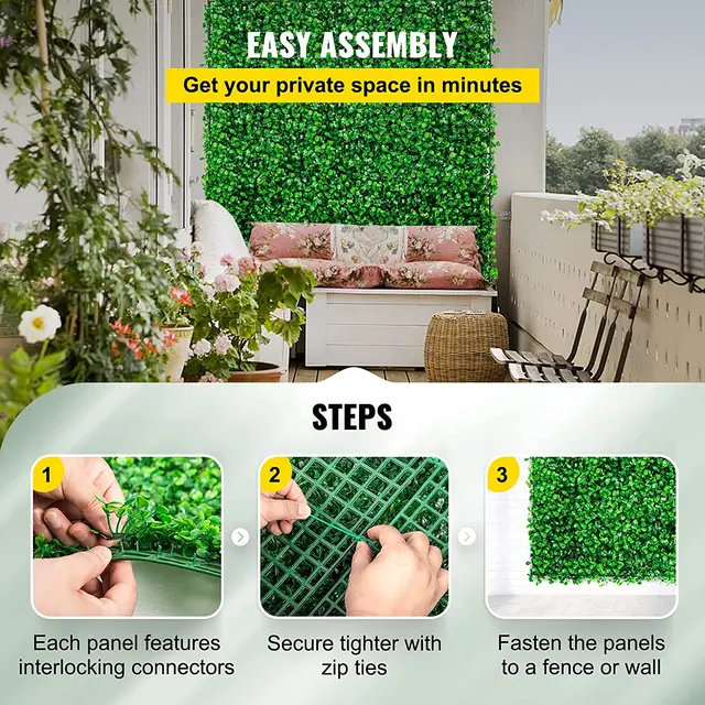 VEVOR Artificial Plant Wall Decoration Boxwood Hedge Wall Panel Home Decor Fake Plants Grass Backdrop Wall Privacy Hedge Screen 5