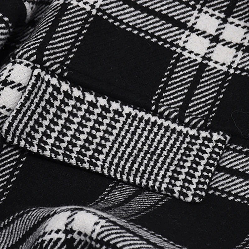 

Fit Big Loose Size Plaid Pattern Thick Woolen Coat Parkas New Long Sleeve Women Fashion Tide Autumn Winter 2021 1DD1203