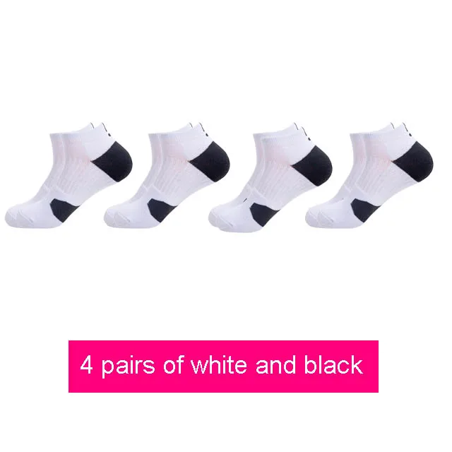 4 white black Профессиональные спортивные короткие носки для бега и езды на велосипеде, Пешие прогулки, противоскользящие носки, махровая подошва, абсорбционный дезодорант, дышащий - Цвет: 4 white black