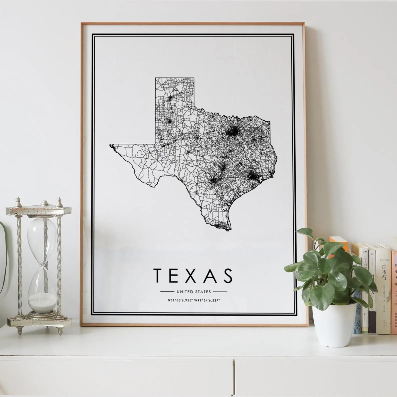 Техасская Дорожная карта украшение для гостиной в скандинавском стиле Холщовый