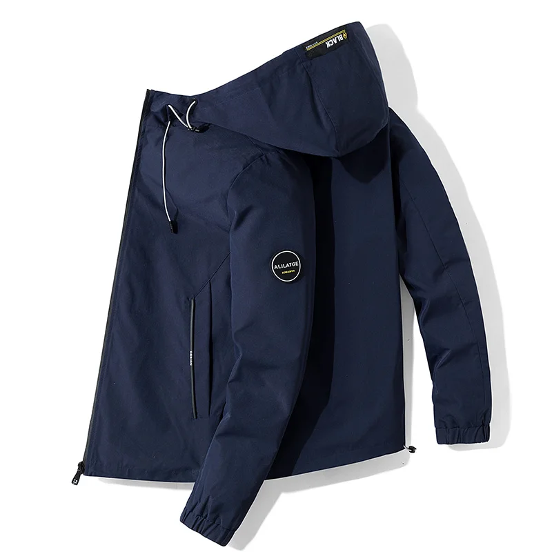 

Spring Autumn New Fashion Brand Men Black and navy Jacket Men High Street Hooded Outerwear Trendy Casual Jackets Coat Male
