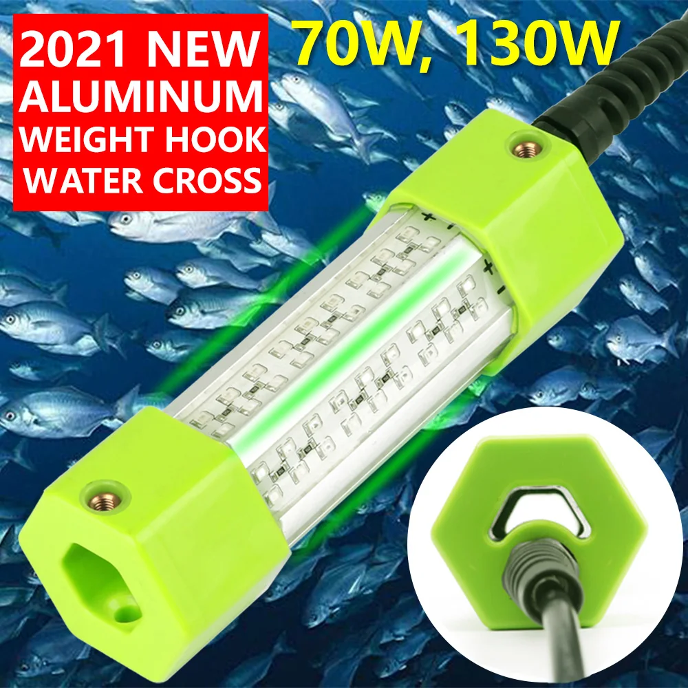 

70W 130W DC 12V Green White Blue Yellow IP68 Aluminum High Power LED Fish Attracting Lure Submersible Underwater Fishing Light