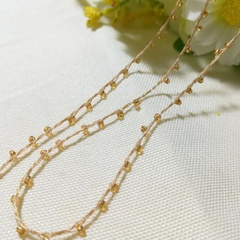 1M Gold Lace Crystal Beads Sequin Fabric Beaded Trim Ribbon DIY Sewing Applique Collar Cord Wedding Dress Guipure Decor YU21 | Дом и сад