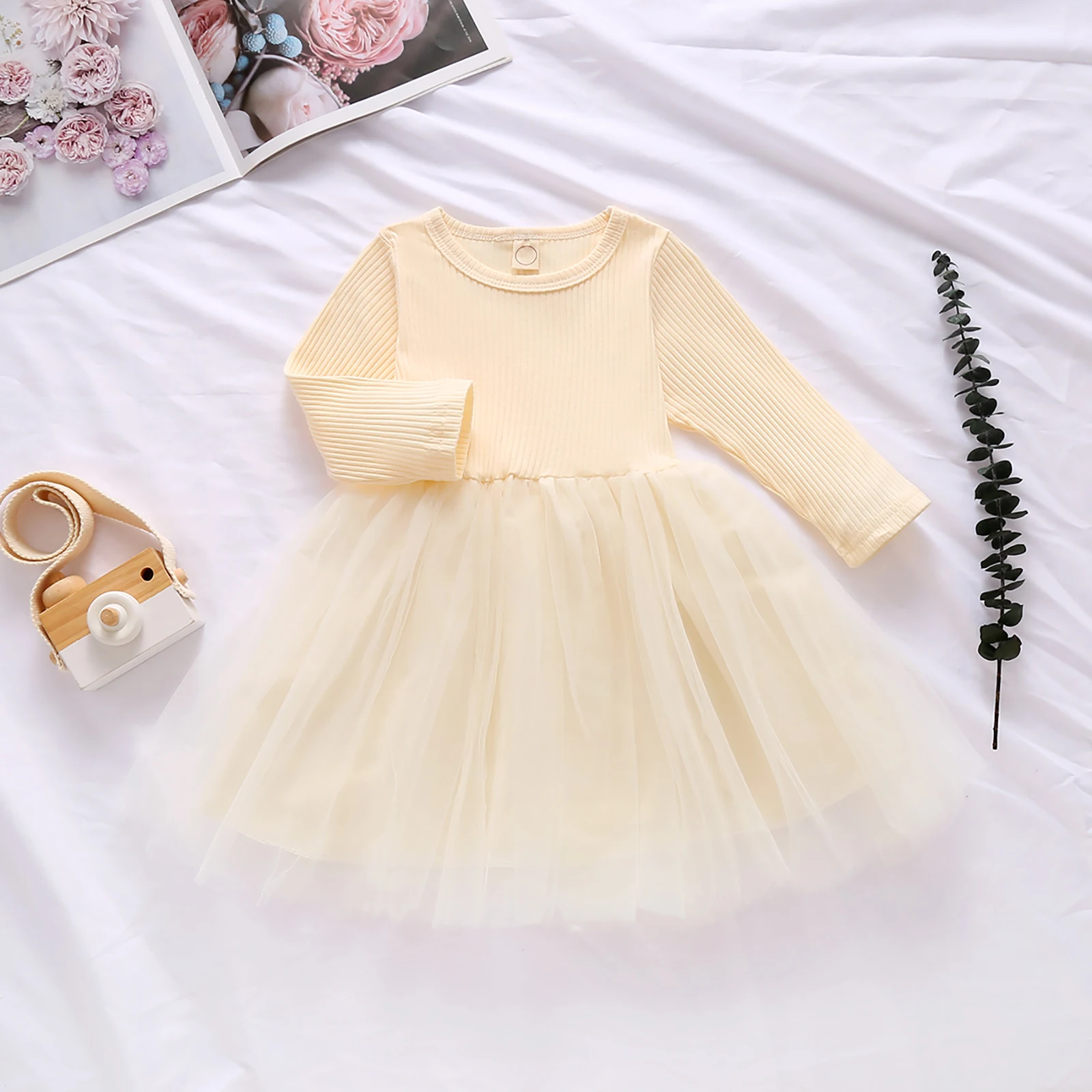

Fashhion Children Long Sleeve Sweater Sweet Tulle Dress Kids Girls Princess Baby Girls Clothes Party Christmas Dresses
