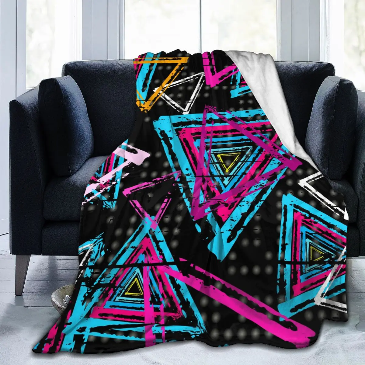 

Soft Warm Fleece Blanket Colored Abstract Graffiti Winter Sofa Plaid Throw 3 Size Light Thin Mechanical Wash Flannel Blankets