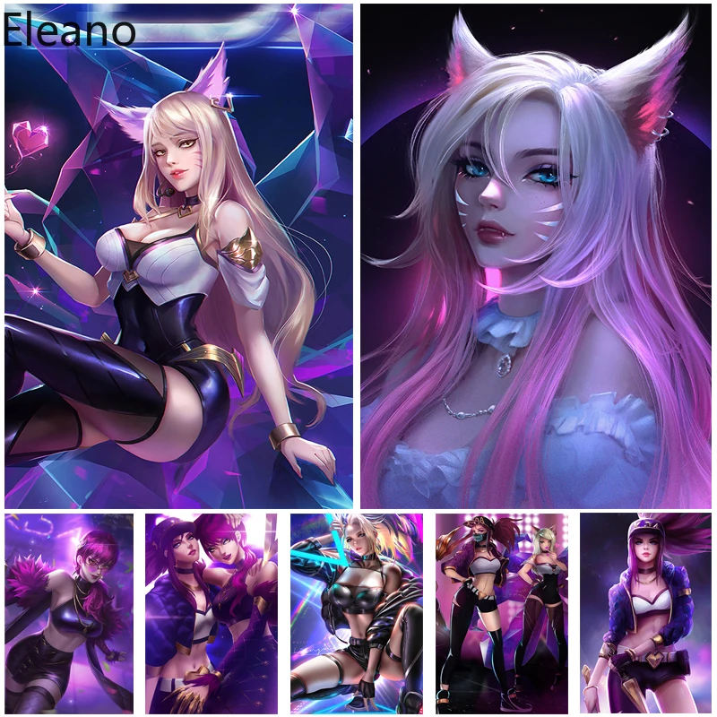 

3D Sexy Girls KDA Game Anime Posters Lienzos Cuadros Decorativos Cartoons Woman Canvas Painting Bedroom Wall Modern Art Picture