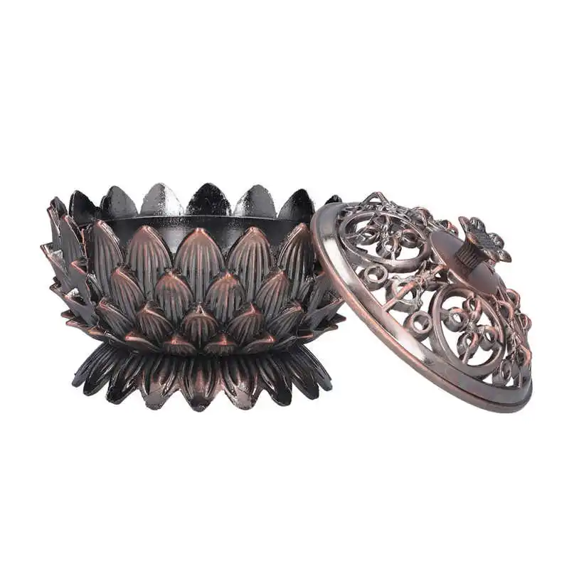 

Tibet Incense Burner Classic Elegant Lotus Ferroalloy Incense Furnace with Incense Stick Holder for Home Decoration