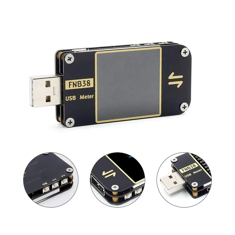USB измеритель мощности тестер напряжения тока FNB38 мультиметр для QC4 + PD3.0 2 0