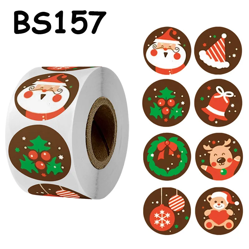 

2.5cm/500pcs 1 Roll of Decorative Gift Christmas Series Sticker Label Packaging Box Sealed Label Gift Bag Decoration Sticker