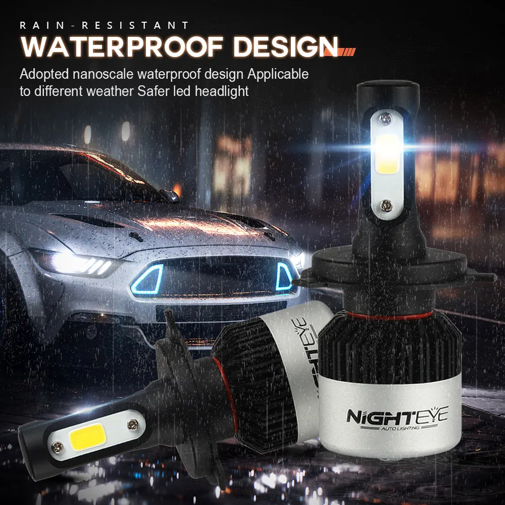 NIGHTEYE H4 H7 светодиодный Canbus автомобилей головной светильник лампы 12V 9000LM 6500 к супер
