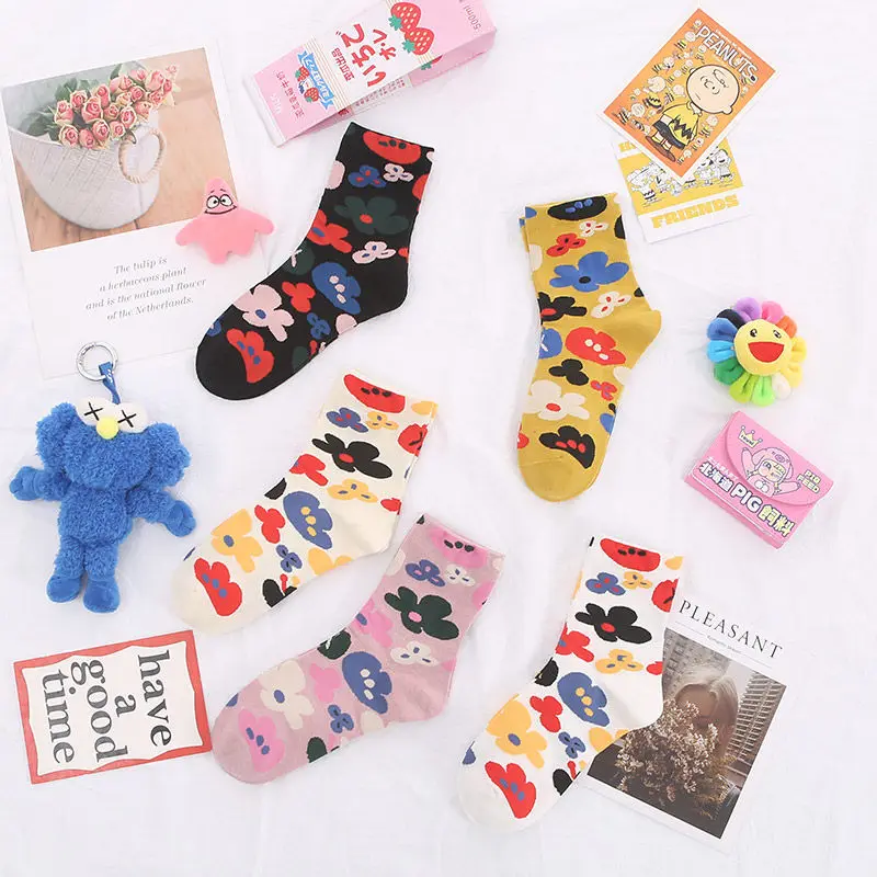 Sfree 6Pairs Cute Japanese Socks Female Ins Tide Summer Thin Non-Slip Invisible Socks Net Red Super Hot Student Cartoon