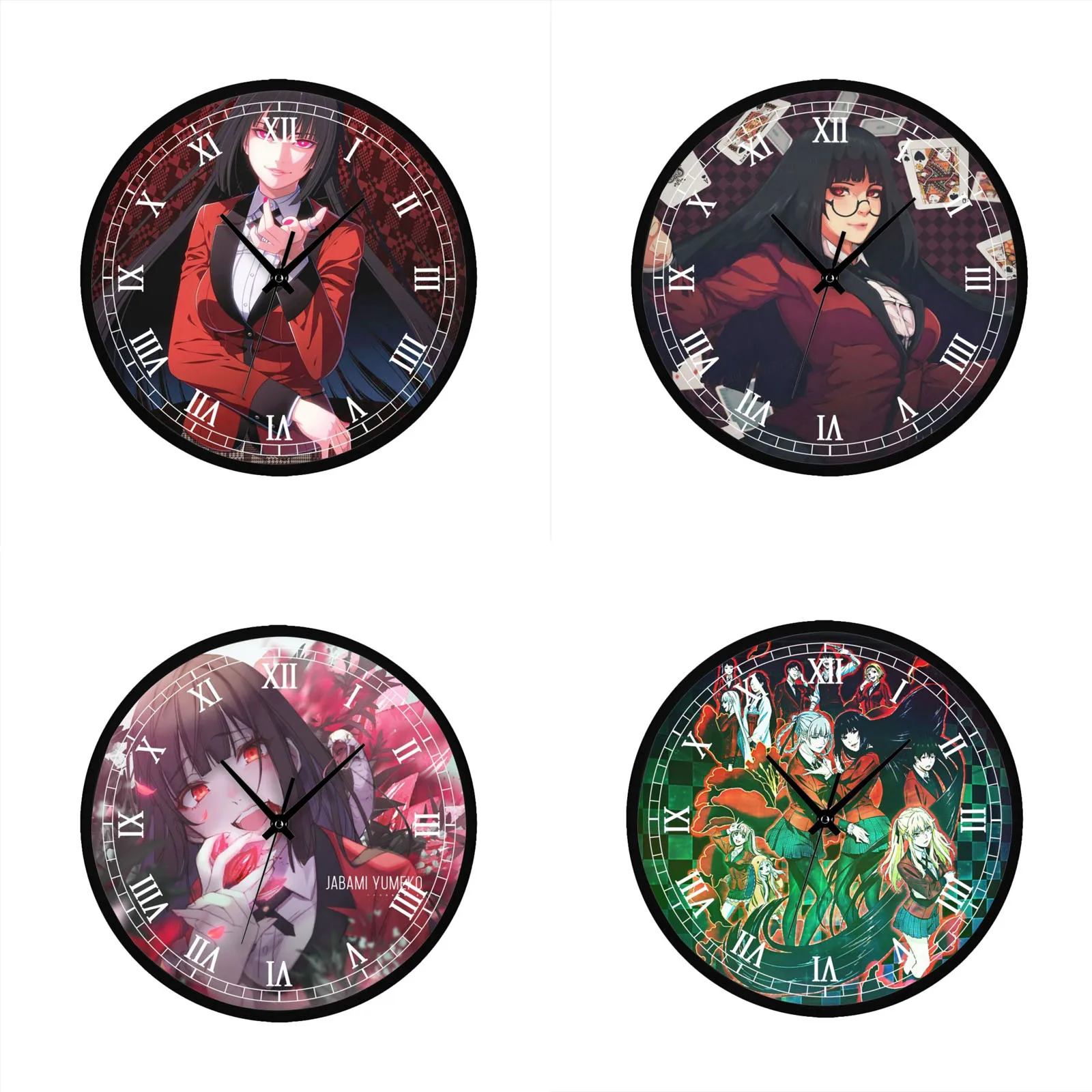 

Круглые декоративные настенные часы Yumeko аниме Kakegurui, Большие серебристые декоративные часы для гостиной, спальни, офиса