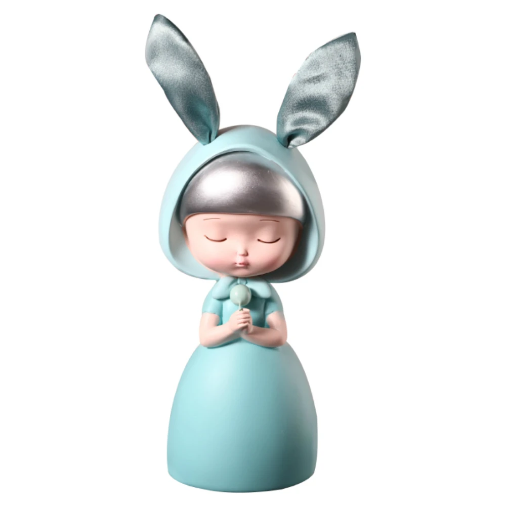 

Lovely Resin Fairy Girl Rabbit Figurine Miniatures Home Living Room Decor Kawaii Room Decor Desk Accessories Birthday Child Gift