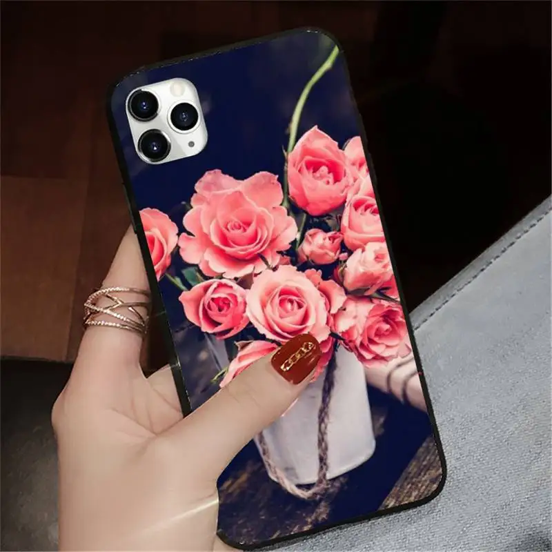 

Pink Purple Peony Flower Phone Case for iPhone 11 12 pro XS MAX 8 7 6 6S Plus X 5S SE 2020 XR