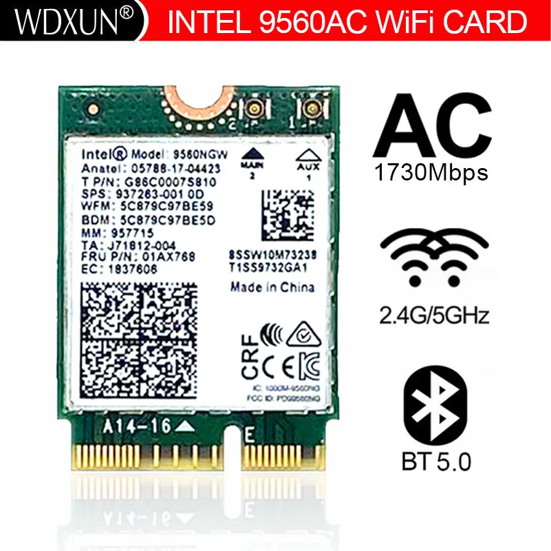 WDXUN новый двухдиапазонный беспроводной AC 9560 9560ac ac9560 для Intel 9560ngw 802.11ac 2 4G/5G 2x2 Wi-Fi