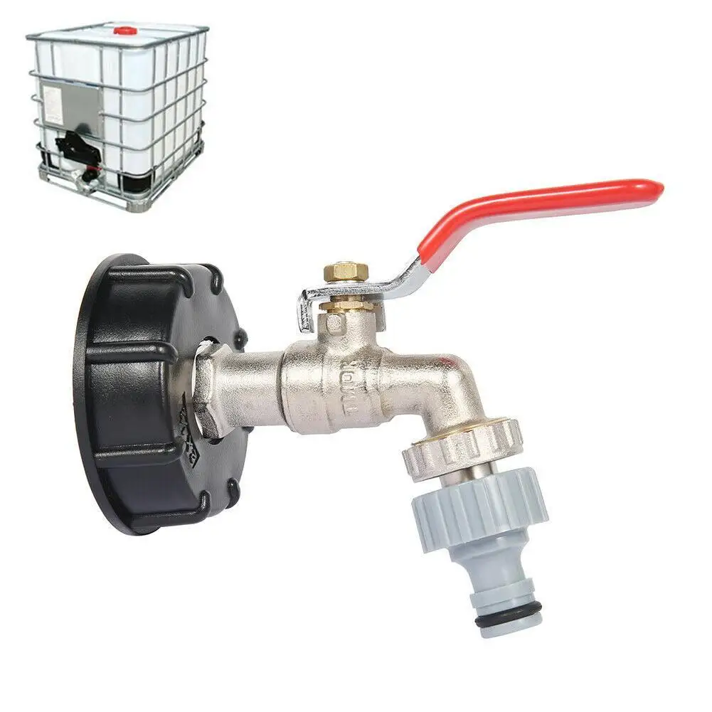 

IBC Water Tank Cap Outlet Fitting/Adapter W/ Brass Tap & 1/2inch Snap Connector tool