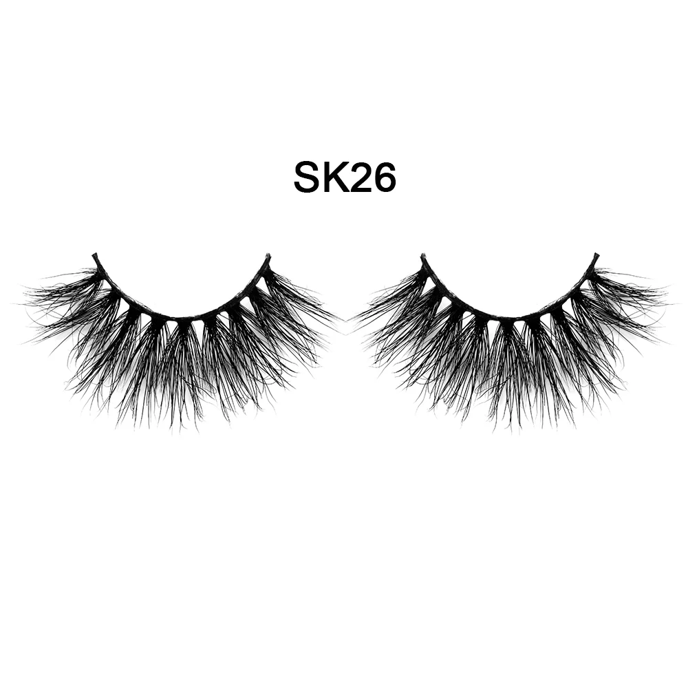 SK26 1 пара 25 мм Драматические Длинные ресницы 3D норковые накладные ресницы толстые крест-накрест Wispies Fluffies наращивание ресниц инструменты для макияжа - Цвет: SK26
