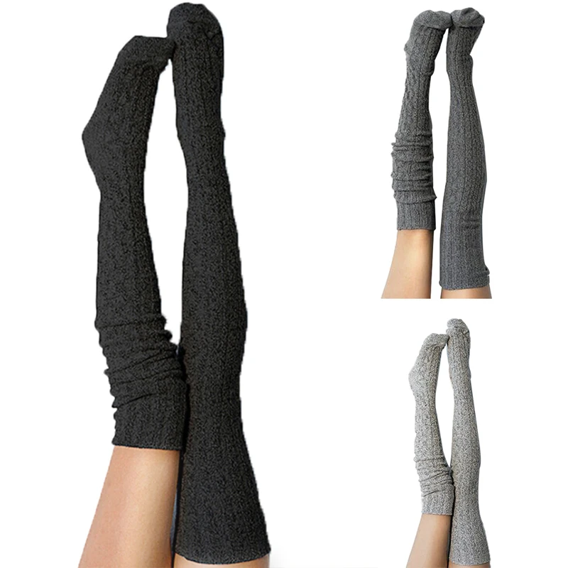 

Women Girls Cable Knit Extra Long Boot Socks Over Knee Thigh High Warm Stocking